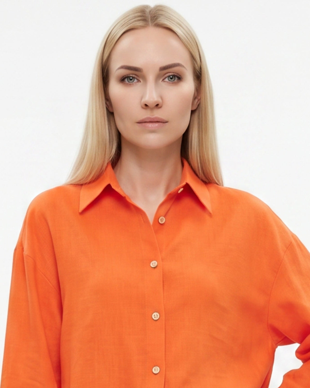 Lina Loose Fit Relaxed Cotton Shirt with Natural Drape – view 12