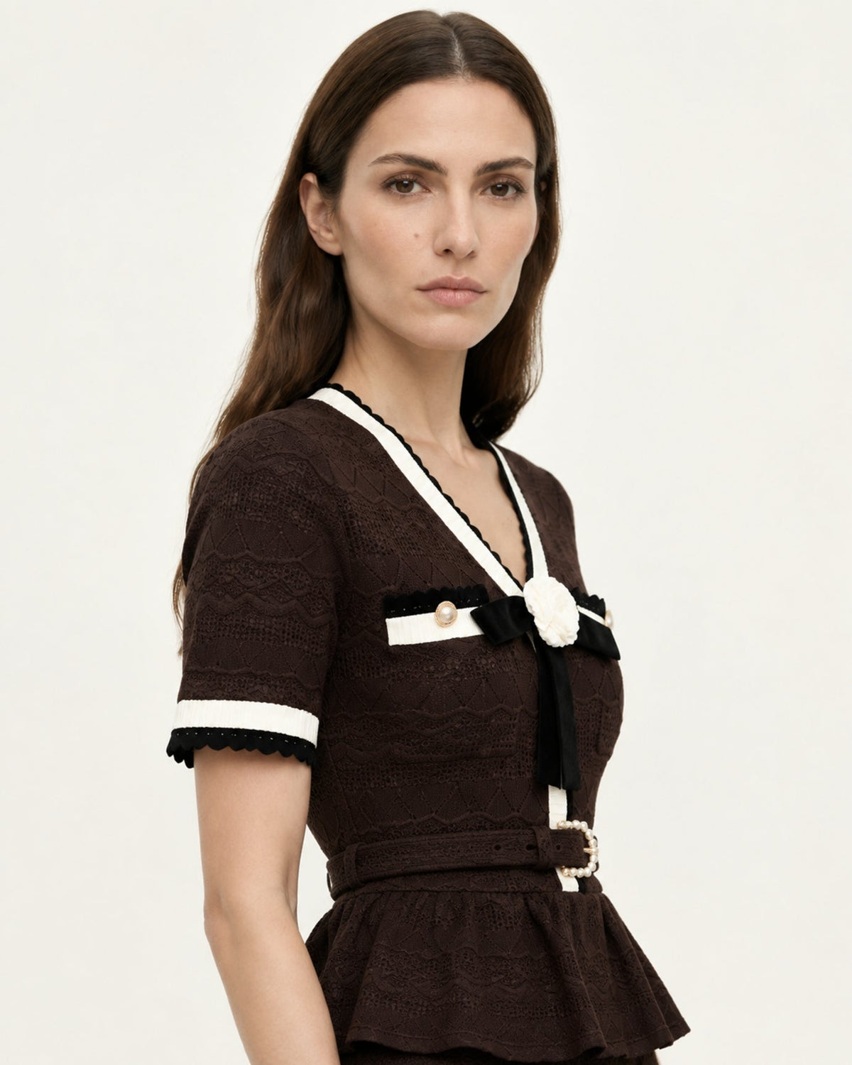 Diva Slim Fit Crew Neck Knit Top and Skirt Two-Piece Set – view 14