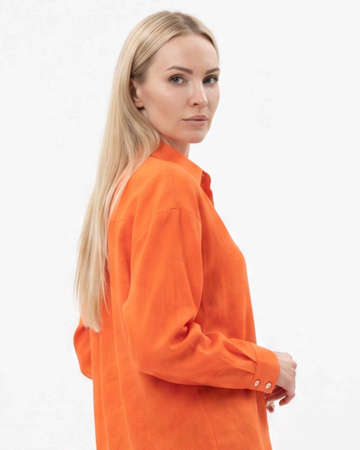 Lina Loose Fit Relaxed Cotton Shirt with Natural Drape – view 13