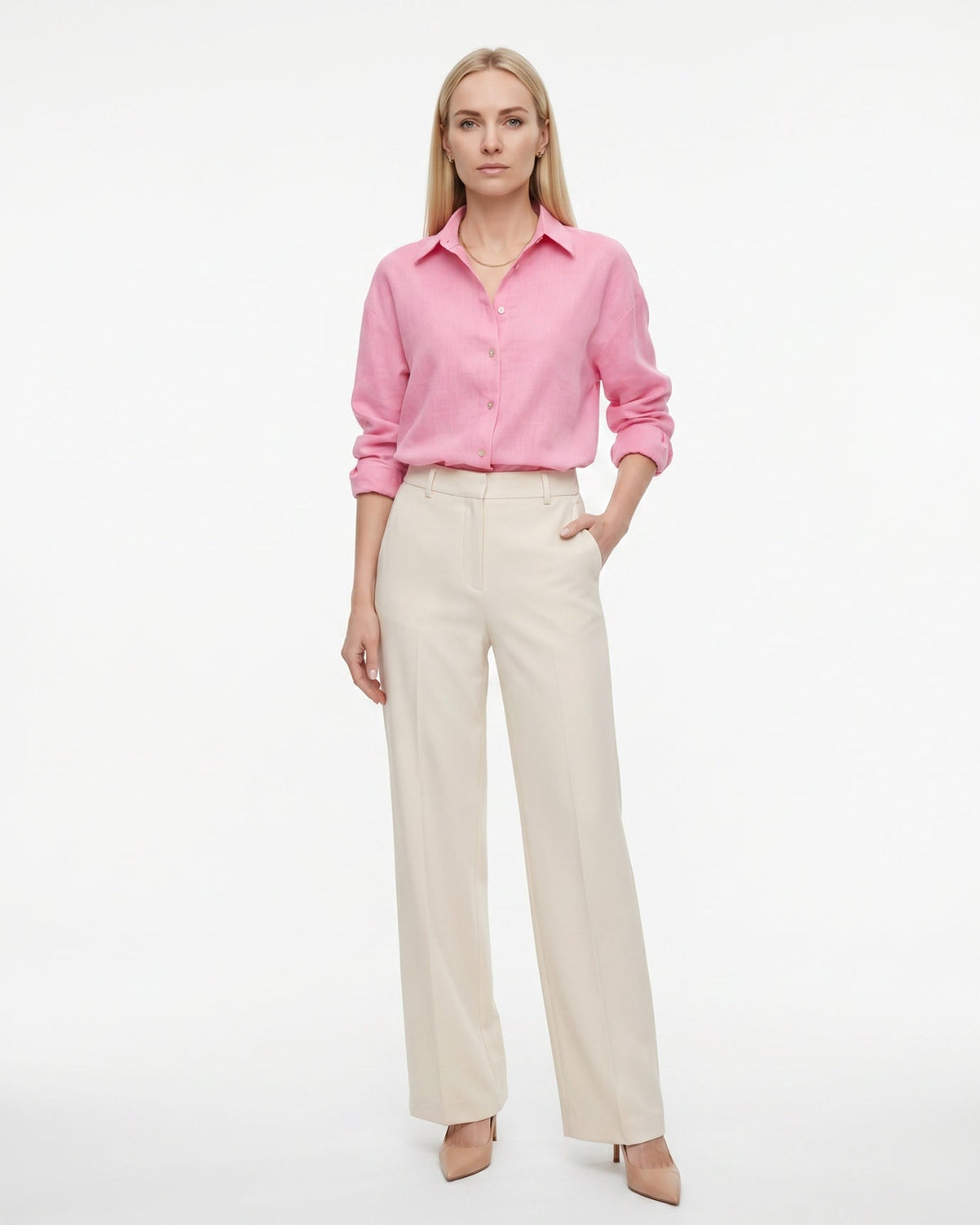 Lina Loose Fit Relaxed Cotton Shirt with Natural Drape – view 14