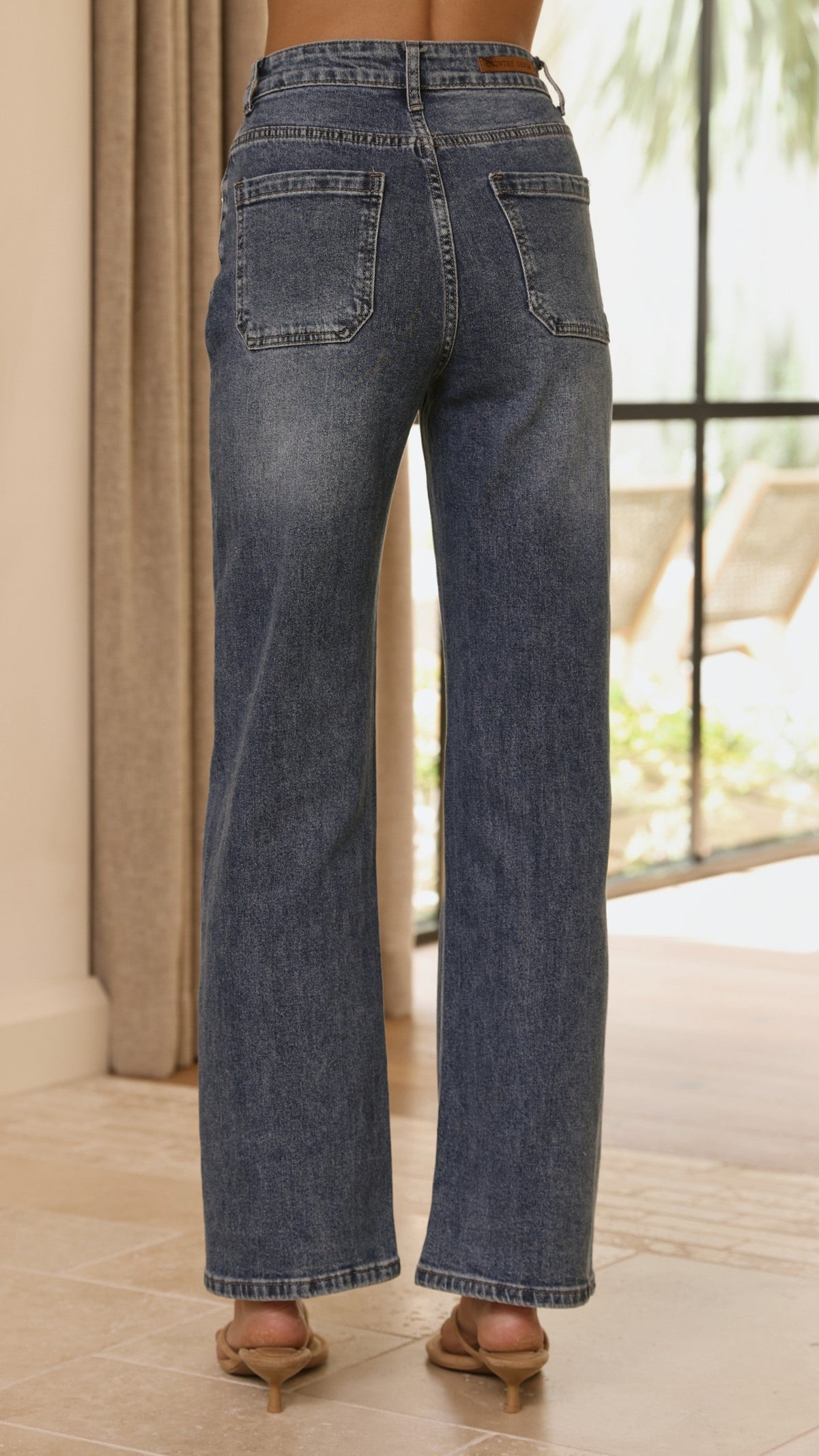 Zana High Waisted Straight Leg Stretch Jeans – Mid Blue