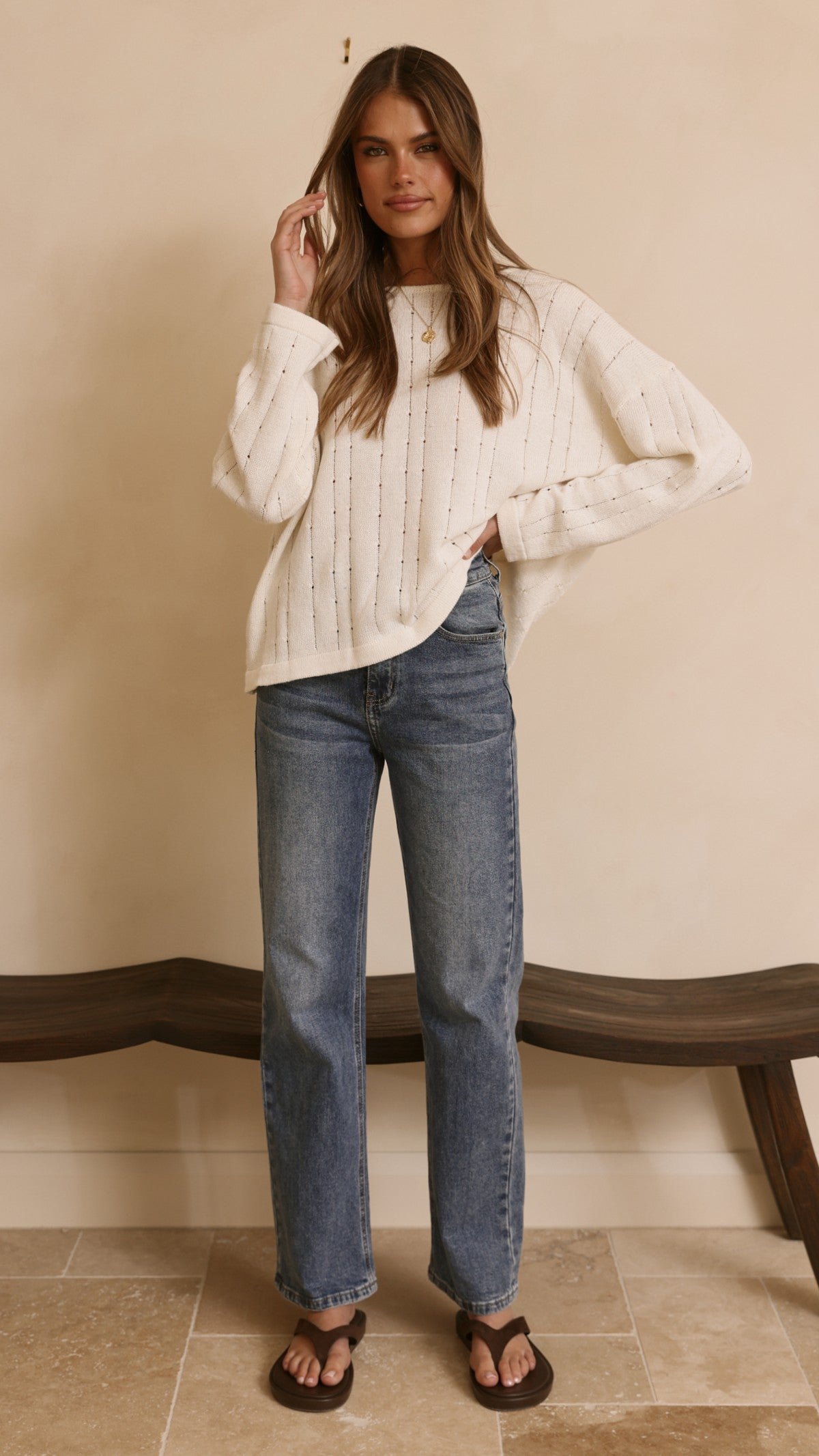 Zana High Waisted Straight Leg Stretch Jeans – Mid Blue – view 7