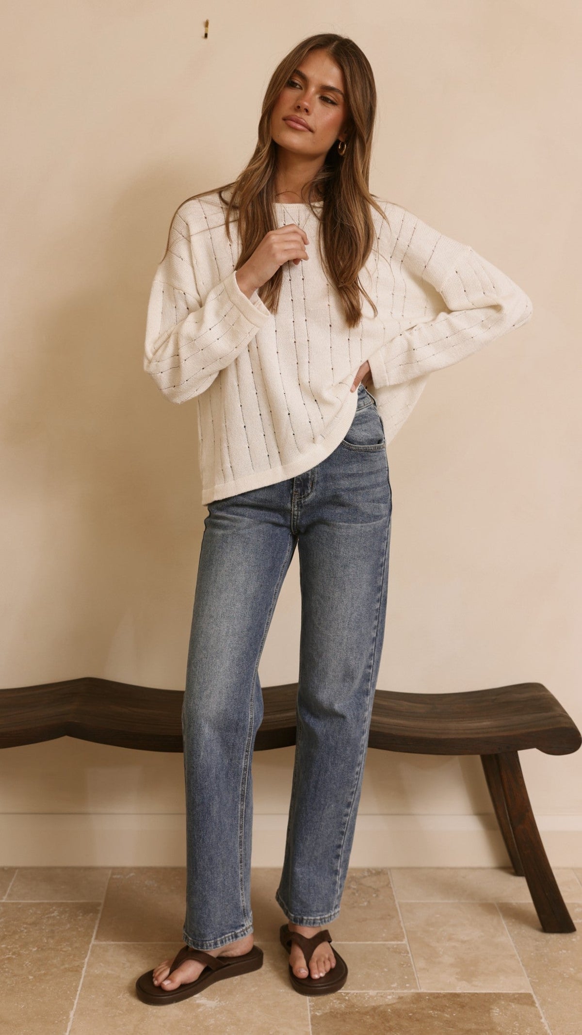 Zana High Waisted Straight Leg Stretch Jeans – Mid Blue