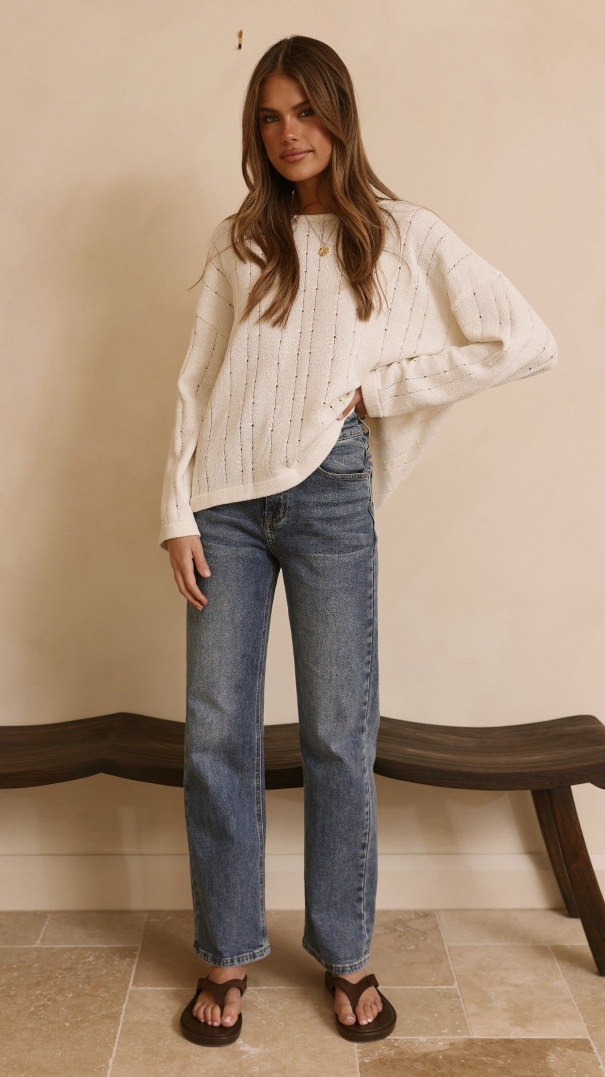 Zana High Waisted Straight Leg Stretch Jeans – Mid Blue