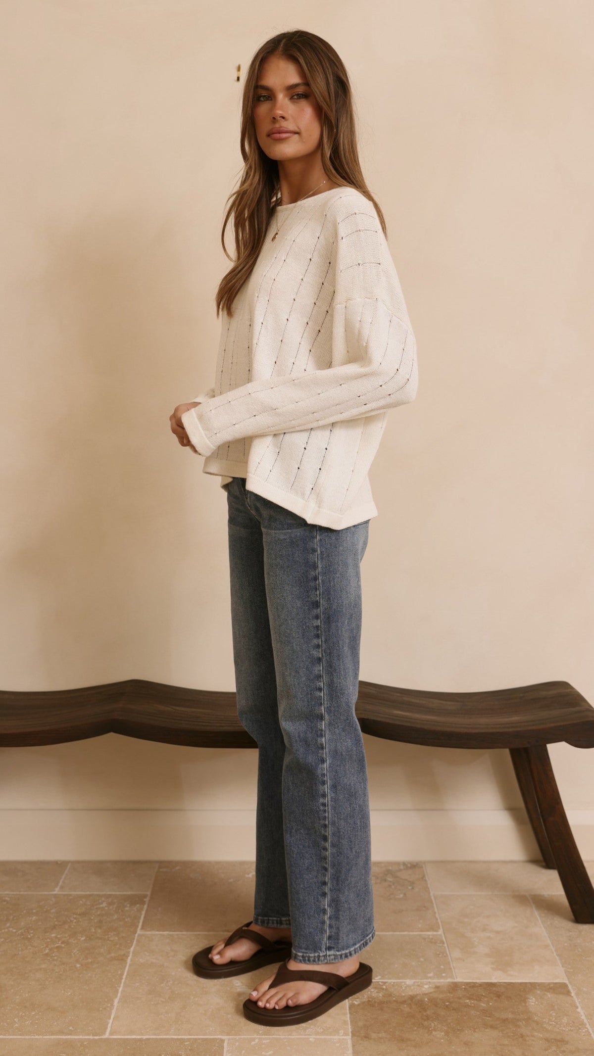 Zana High Waisted Straight Leg Stretch Jeans – Mid Blue – view 10