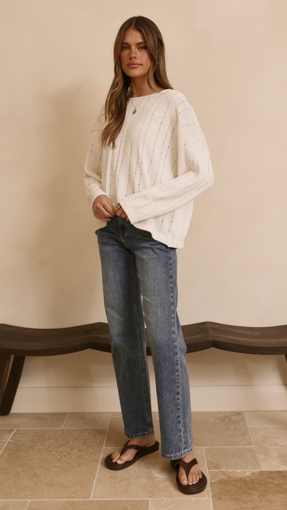 Zana High Waisted Straight Leg Stretch Jeans – Mid Blue – view 4