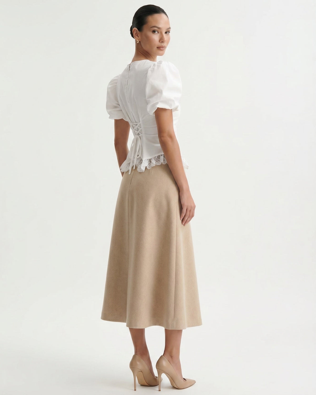 Short Sleeve Relaxed Top with Delicate Floral Edge Trim – view 16