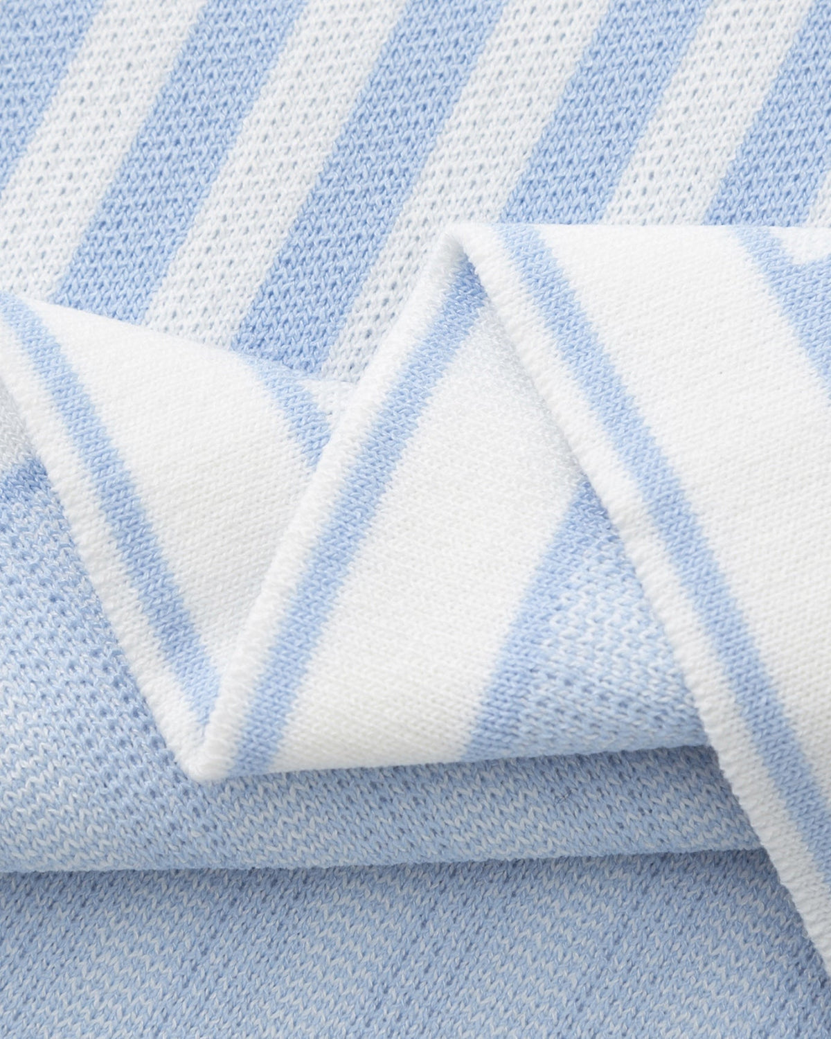 Knitted Polo Vest and Tailored Short Skirt Two-Piece Set – Blue Stripe