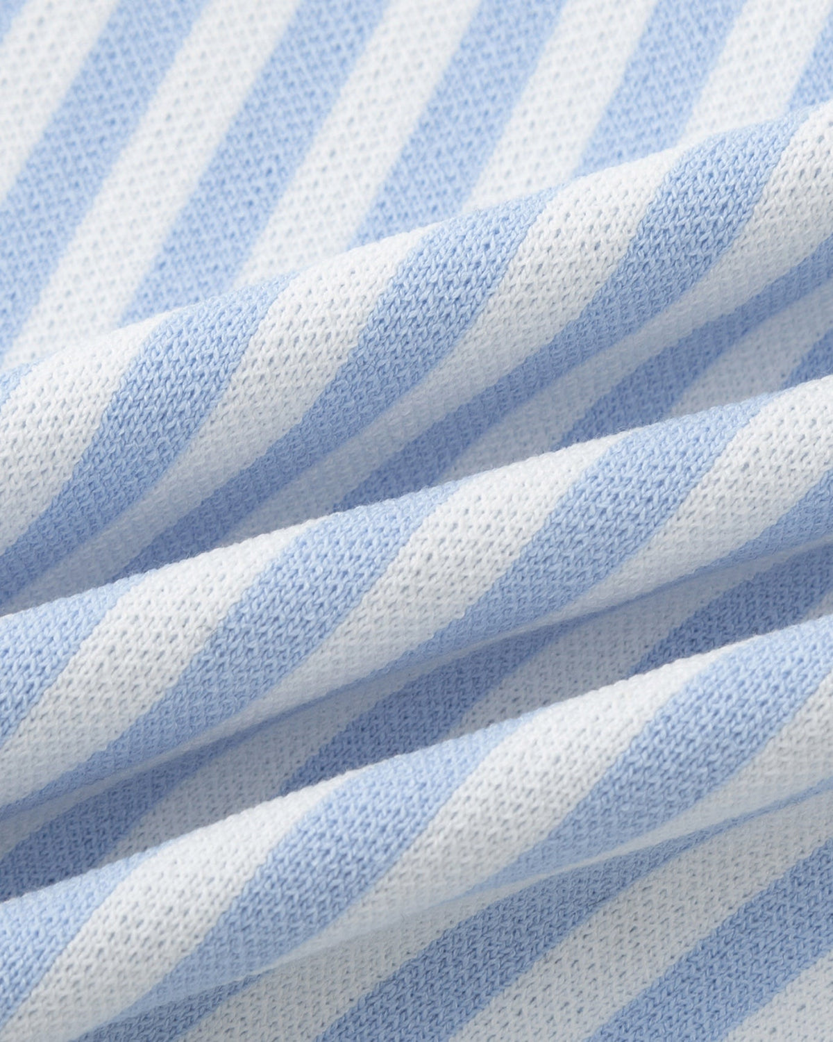 Knitted Polo Vest and Tailored Short Skirt Two-Piece Set – Blue Stripe