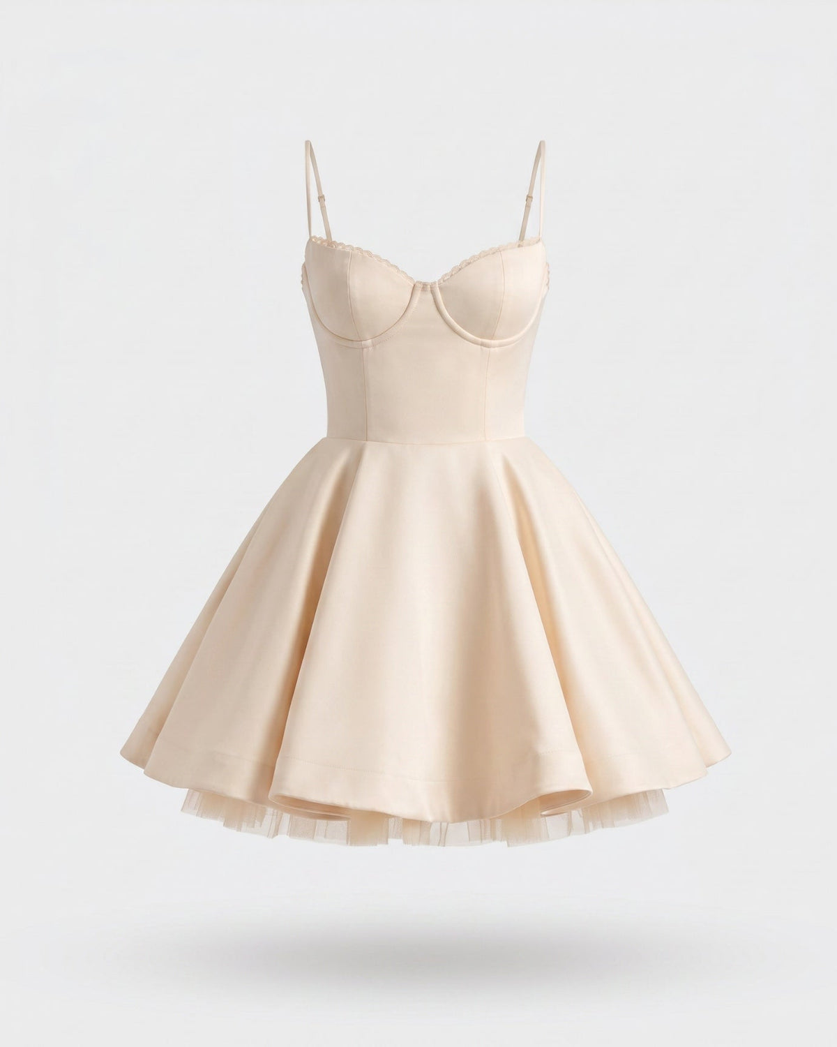 Sofia Multi-Layer Mesh and Satin Dress with Sheer Accents