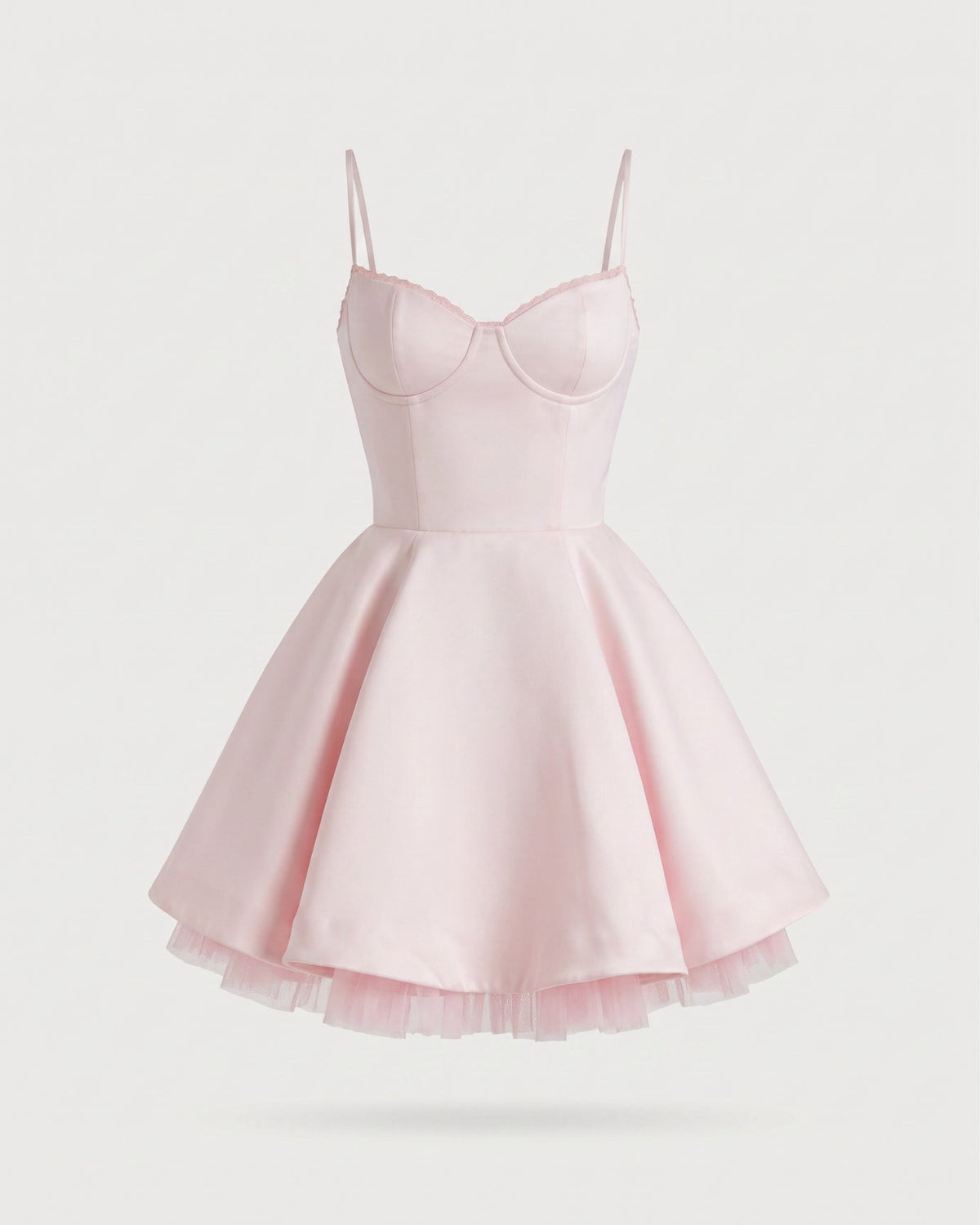 Sofia Multi-Layer Mesh and Satin Dress with Sheer Accents