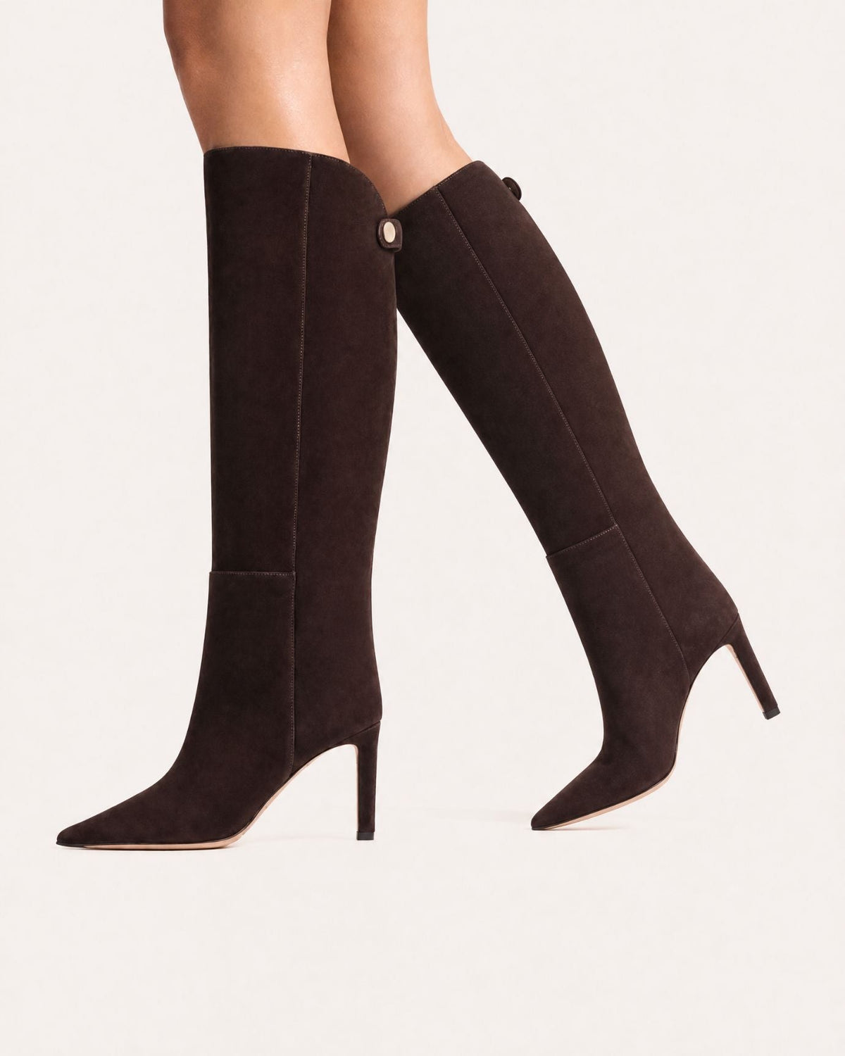 Pointed Toe Straight Shaft High Heel Boots with Leather Lining – view 8