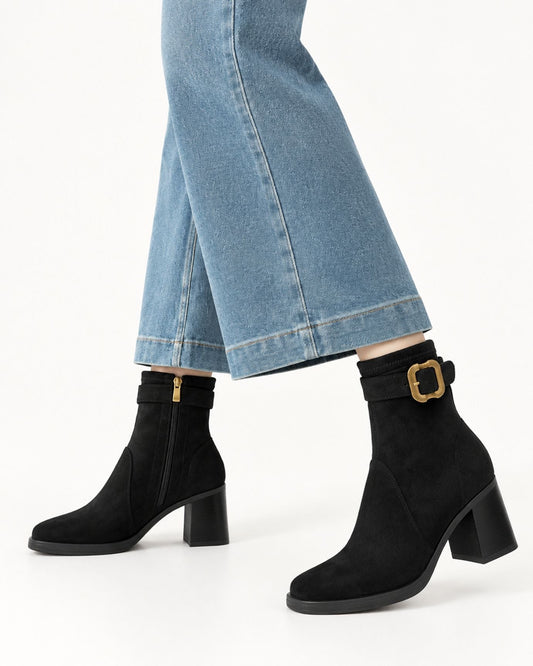 Square Toe Cowhide Suede Ankle Boots with 7cm Heel – view 2