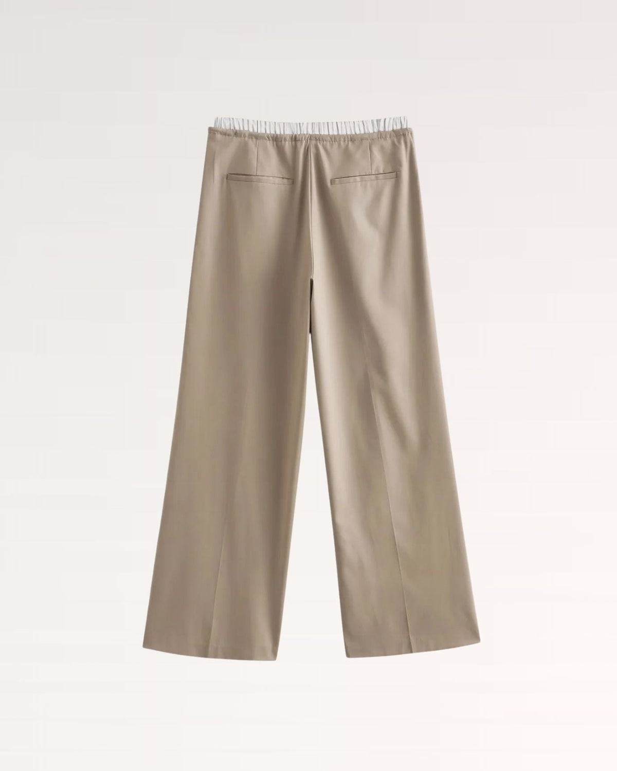 Karol High Waisted Wide Leg Trousers with Drawstring Contrast Waistband