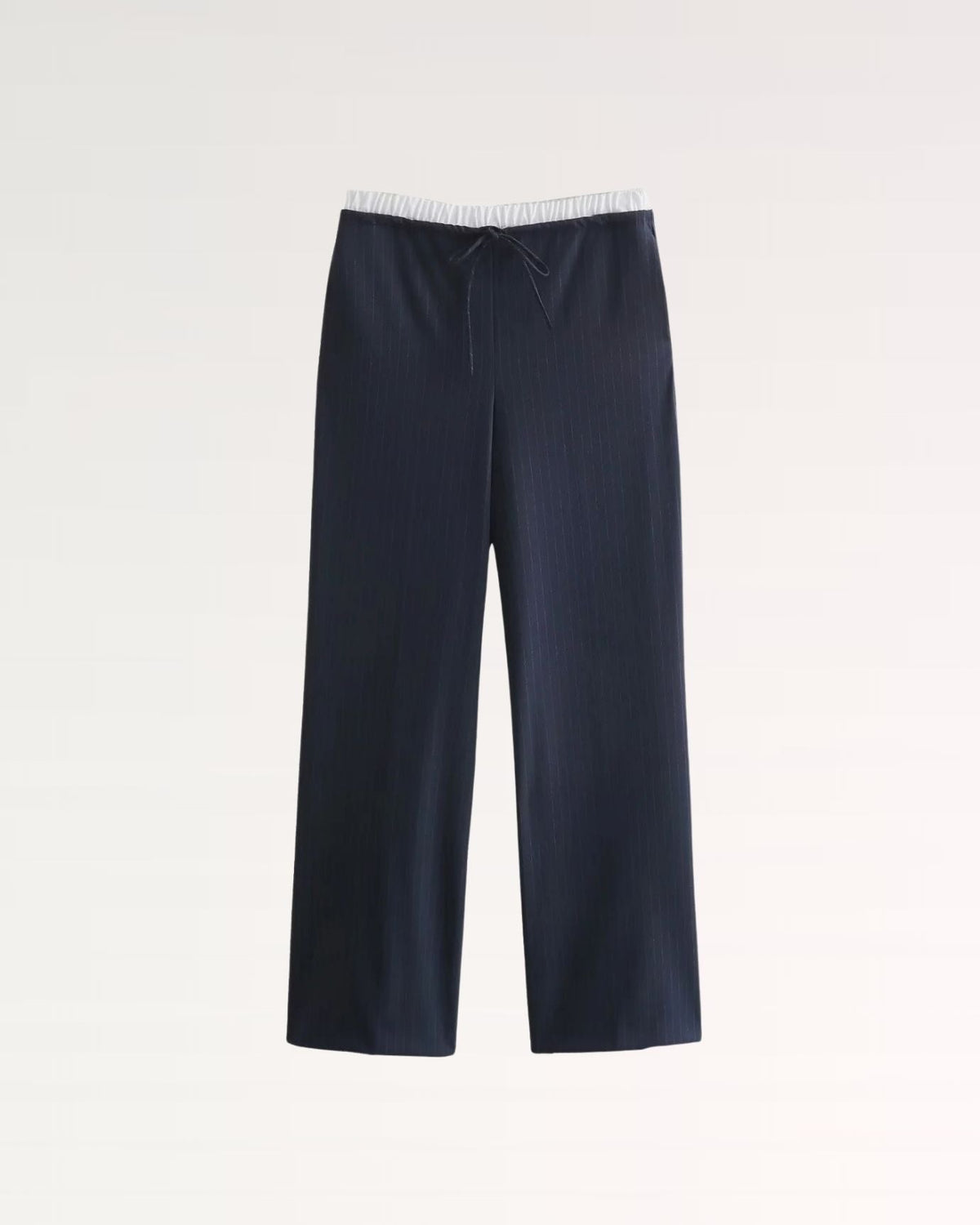 Karol High Waisted Wide Leg Trousers with Drawstring Contrast Waistband