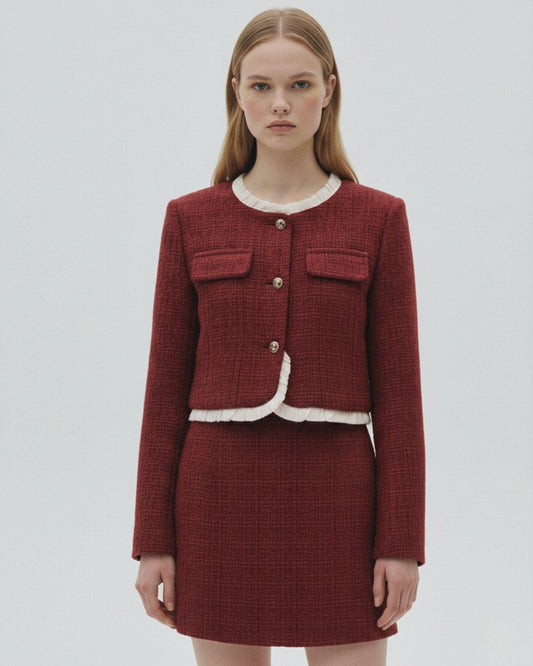 Tweed Cropped Jacket and A-Line Mini Skirt Two-Piece Set – view 2