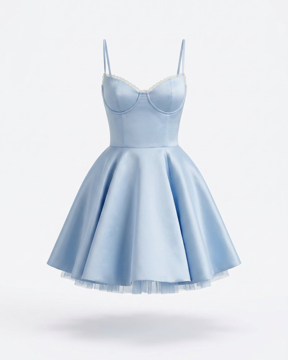 Sofia Multi-Layer Mesh and Satin Dress with Sheer Accents