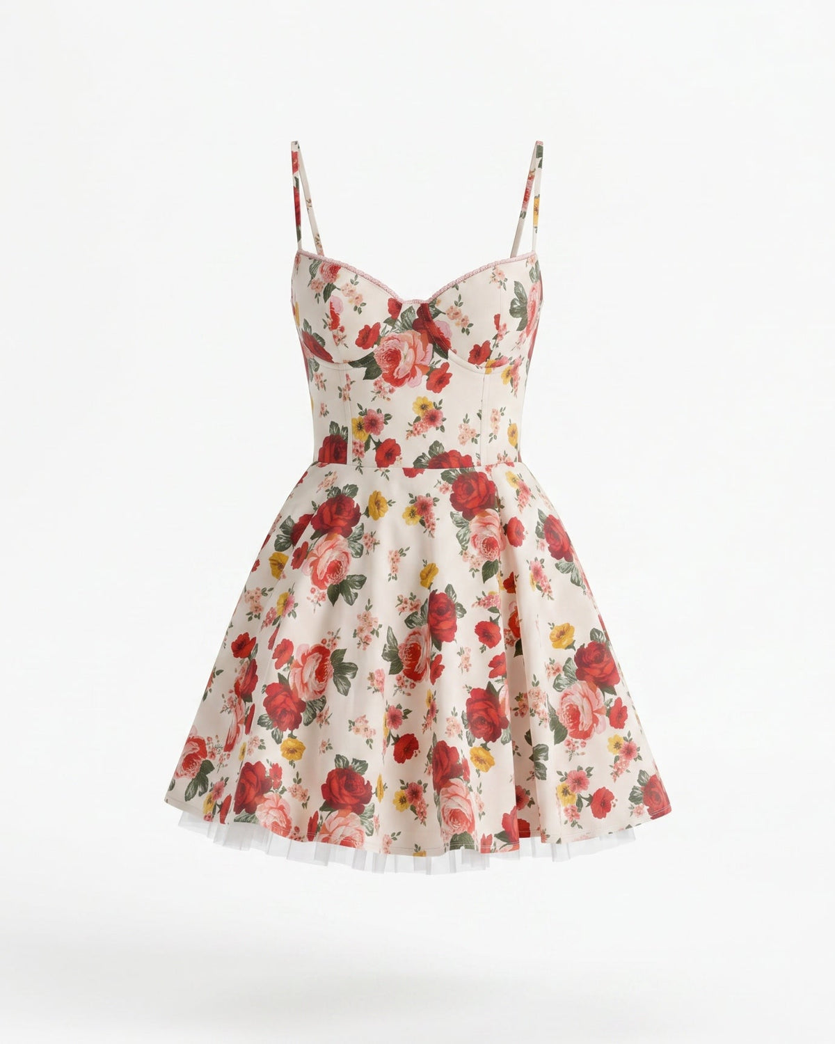 Sofia Multi-Layer Mesh and Satin Dress with Sheer Accents