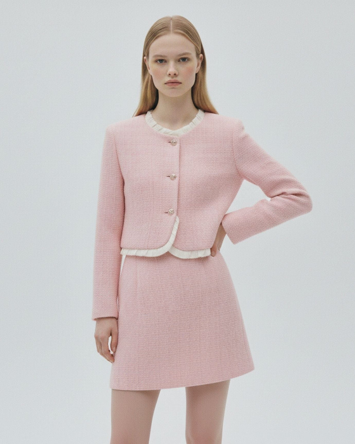 Tweed Cropped Jacket and A-Line Mini Skirt Two-Piece Set – view 6