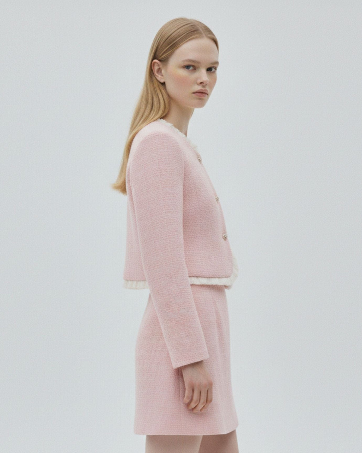 Tweed Cropped Jacket and A-Line Mini Skirt Two-Piece Set – view 7