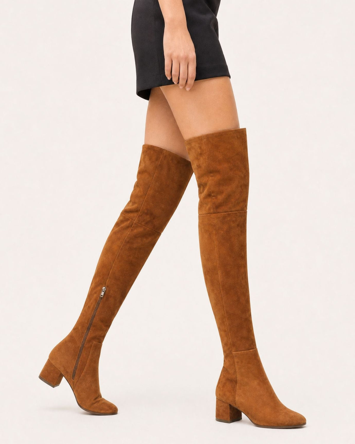 Round Toe 4cm Low Heel Over-the-Knee Suede Boots – view 4