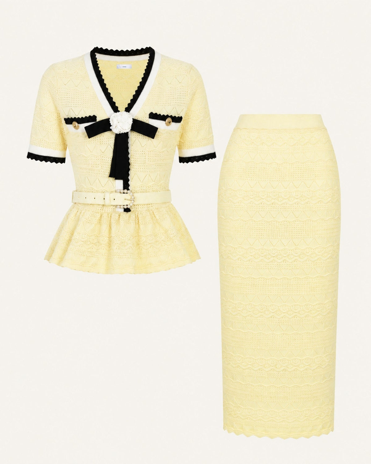 Diva Slim Fit Crew Neck Knit Top and Skirt Two-Piece Set – view 8