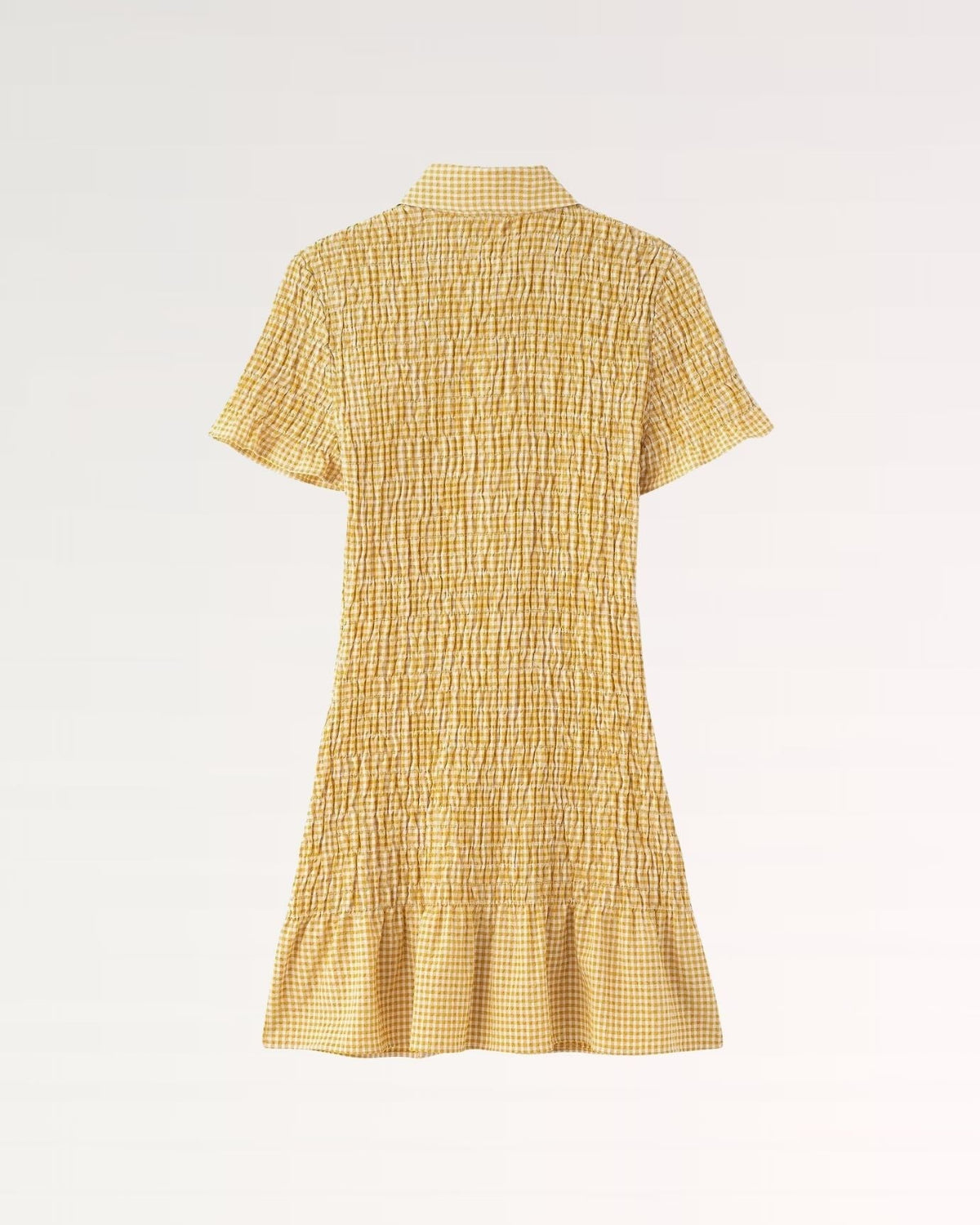 Napoli Pleated Plaid Short Sleeve A-Line Dress – Yellow