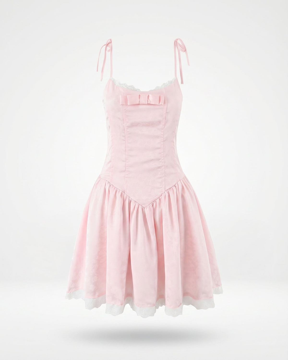 Sweet Princess Stretch Mini Dress with Delicate Detailing – Pink – view 1