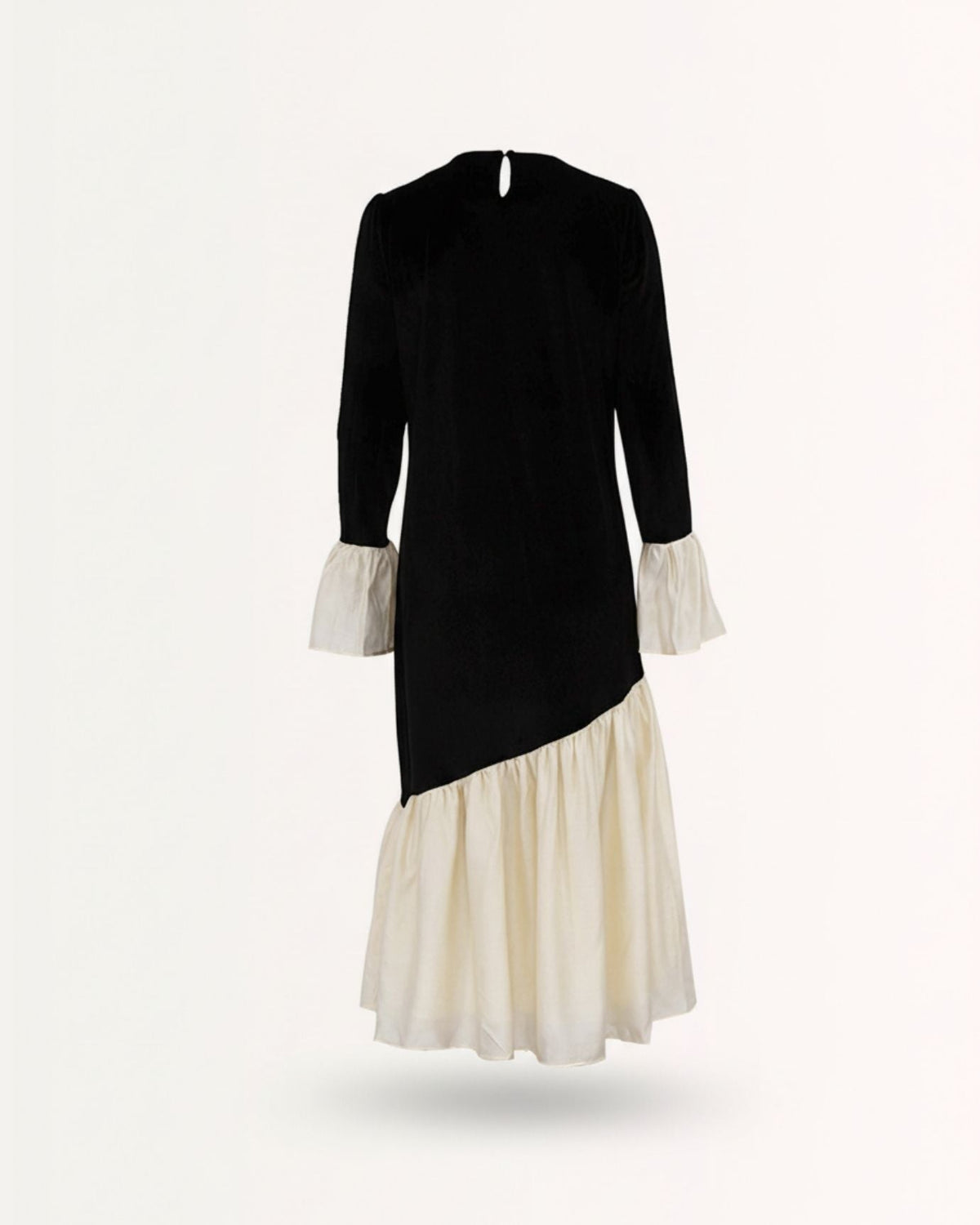 Old Money Style Soft Velvet Dress with Classic Lines – Black – view 2