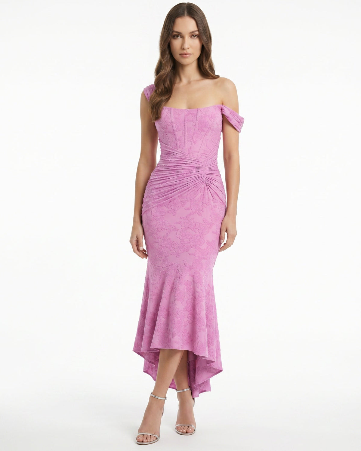 Fishbone Pleated Sleeveless Polyamide Dress with Defined Waist