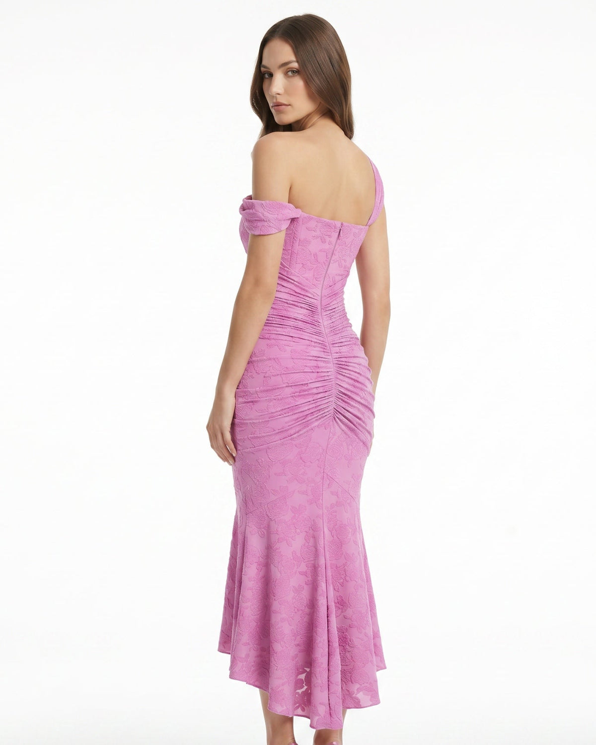 Fishbone Pleated Sleeveless Polyamide Dress with Defined Waist – view 3
