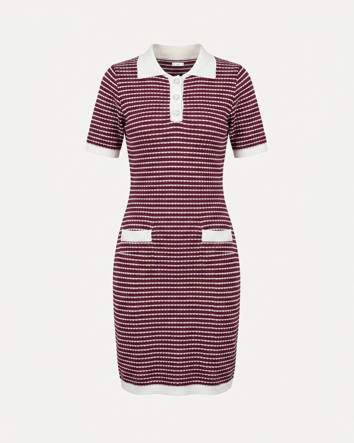 Eve Ice Silk Knit Colour Block Stretch Dress – Red and White