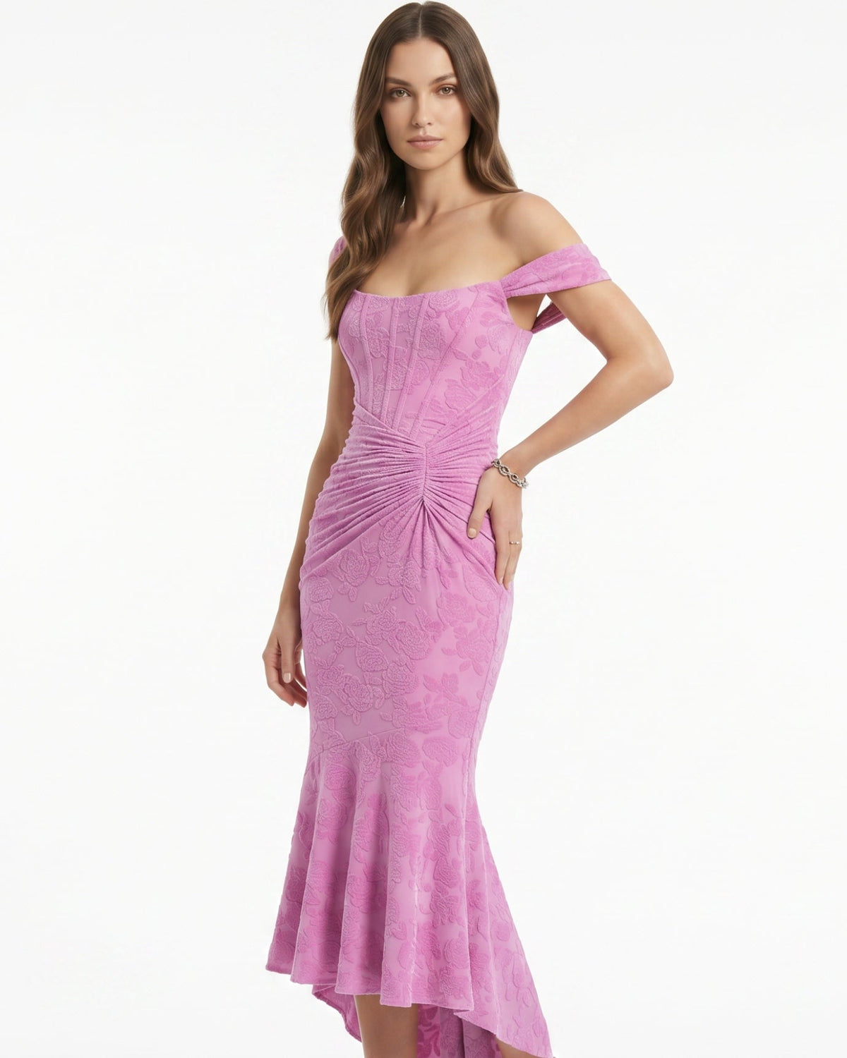 Fishbone Pleated Sleeveless Polyamide Dress with Defined Waist