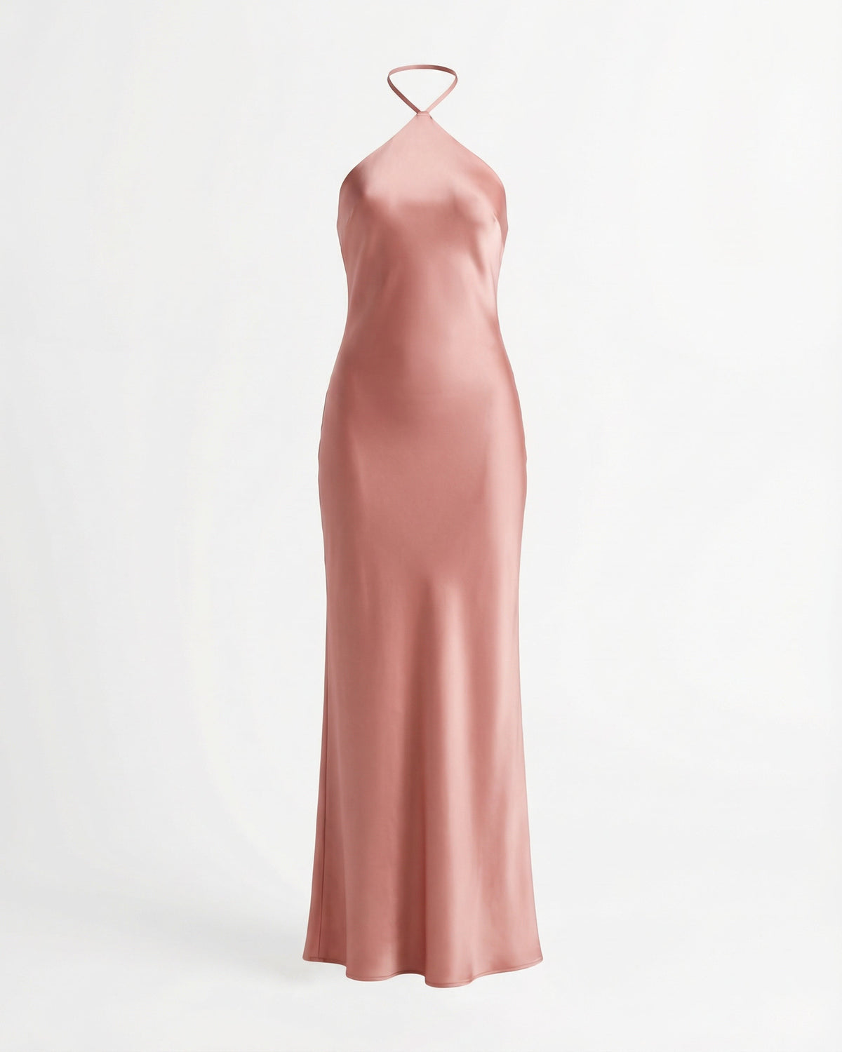 Slim Fit Satin Evening Maxi Dress with Deep Open Back