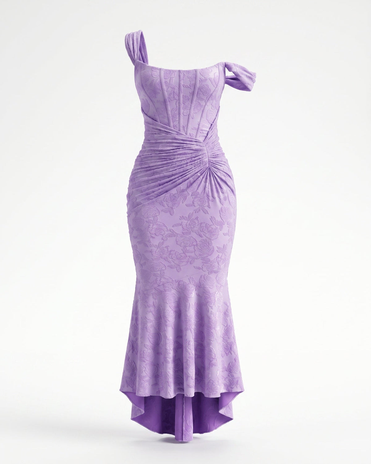 Fishbone Pleated Sleeveless Polyamide Dress with Defined Waist
