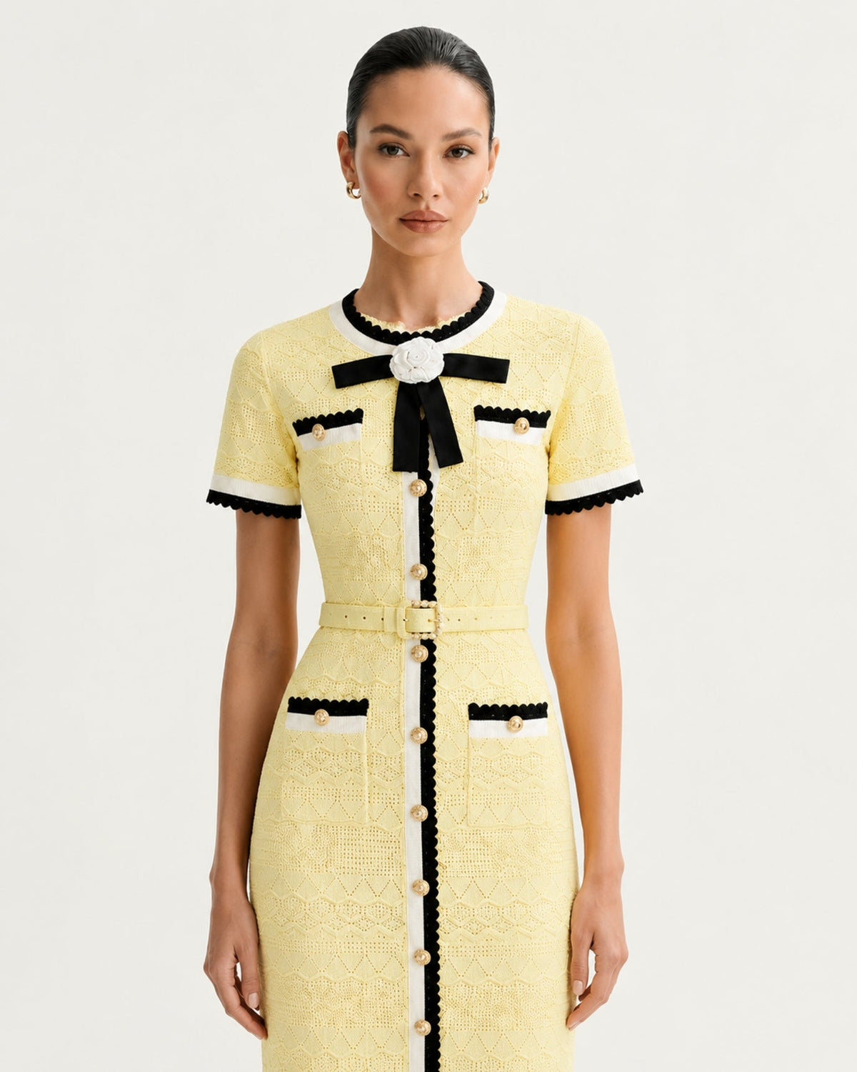 Diva Slim Fit Floral Knit Crew Neck Mini Dress – view 13