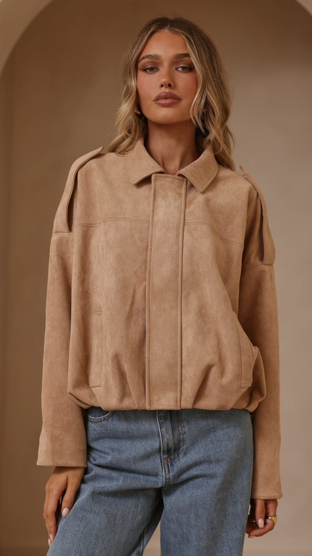 Leela Faux Suede Bomber Jacket
