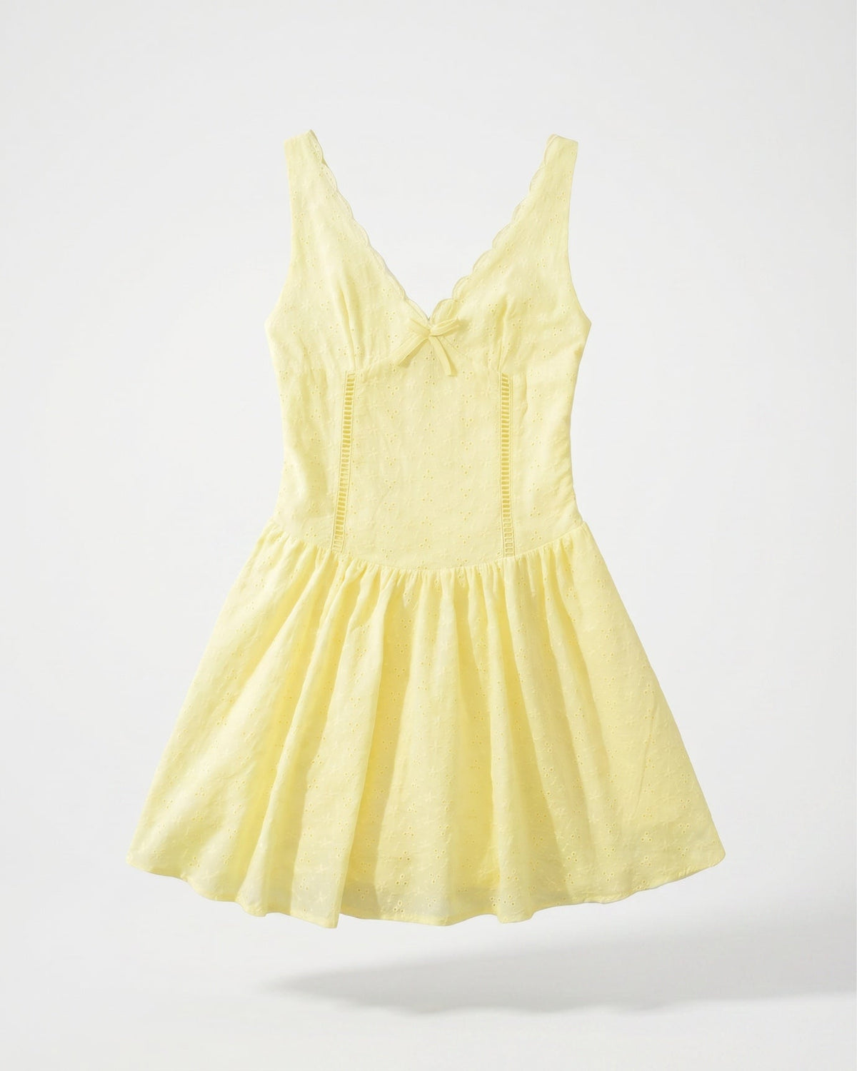 Sofia Lace Back Dress with Elastic Suspender Straps – Yellow – view 1