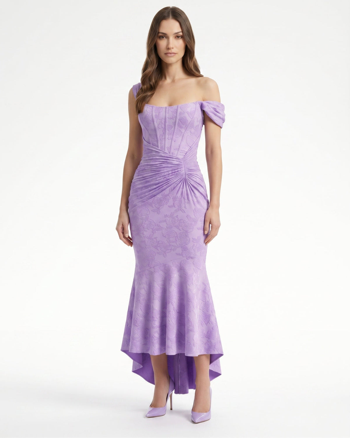 Fishbone Pleated Sleeveless Polyamide Dress with Defined Waist – view 5