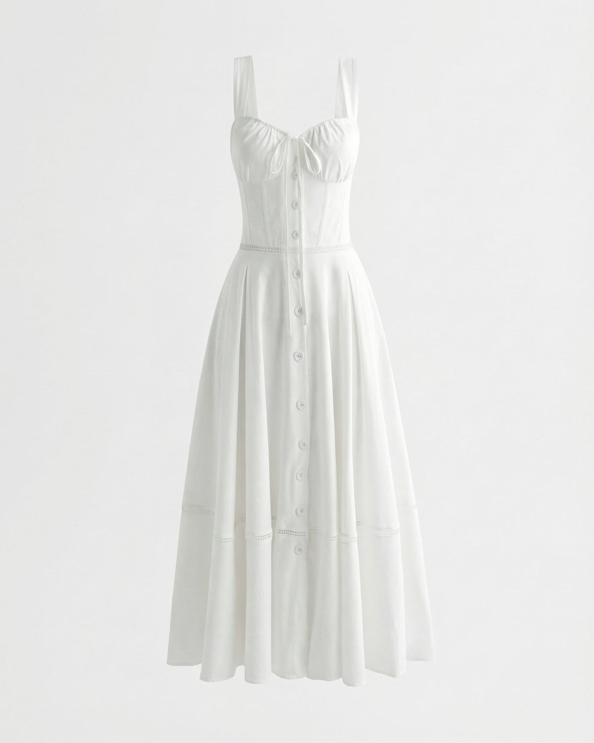 Adjustable Halter Suspender Strap Cinched Waist Maxi Dress