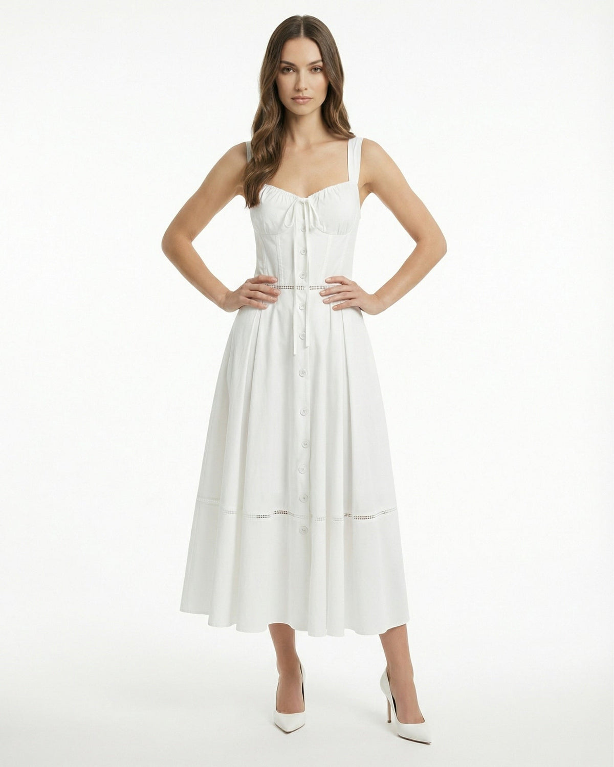Adjustable Halter Suspender Strap Cinched Waist Maxi Dress – view 4