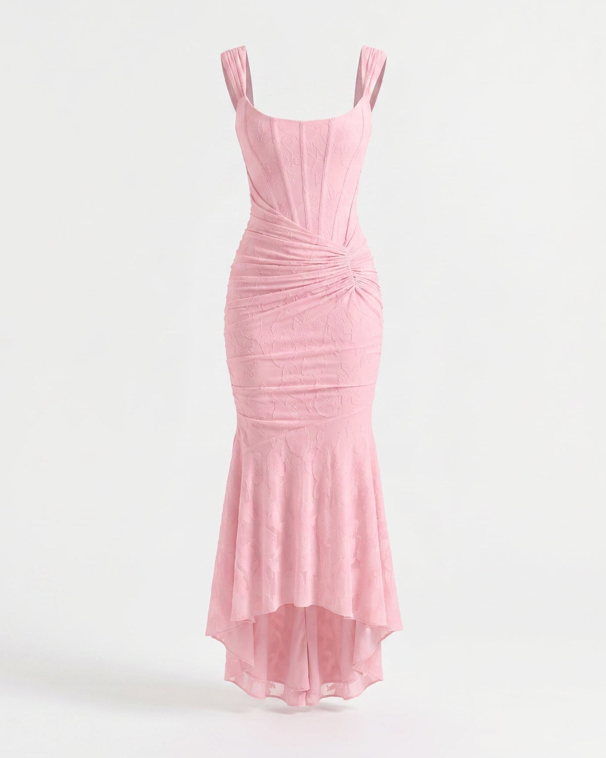 Fishbone Pleated Sleeveless Polyamide Dress with Defined Waist