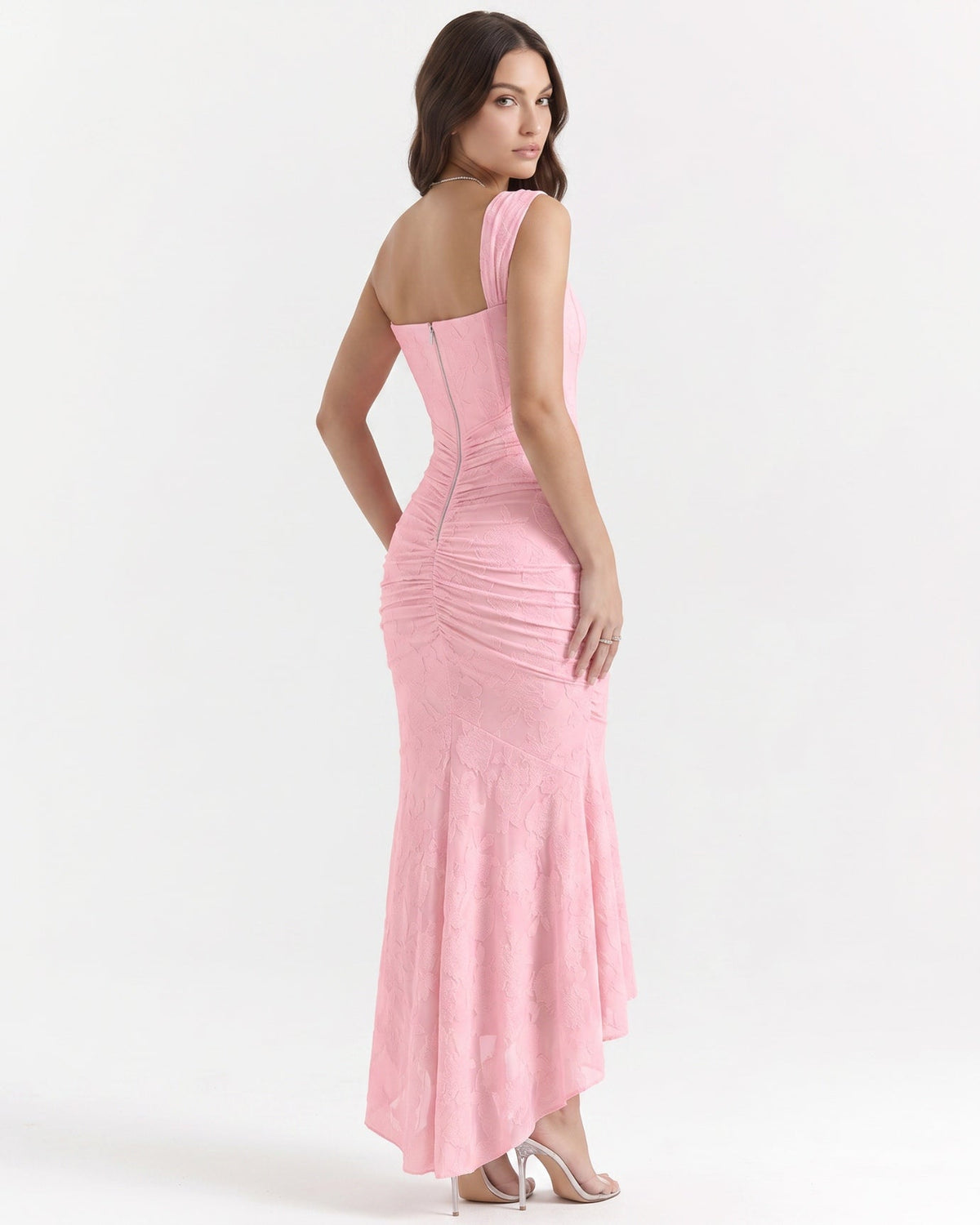 Fishbone Pleated Sleeveless Polyamide Dress with Defined Waist – view 9