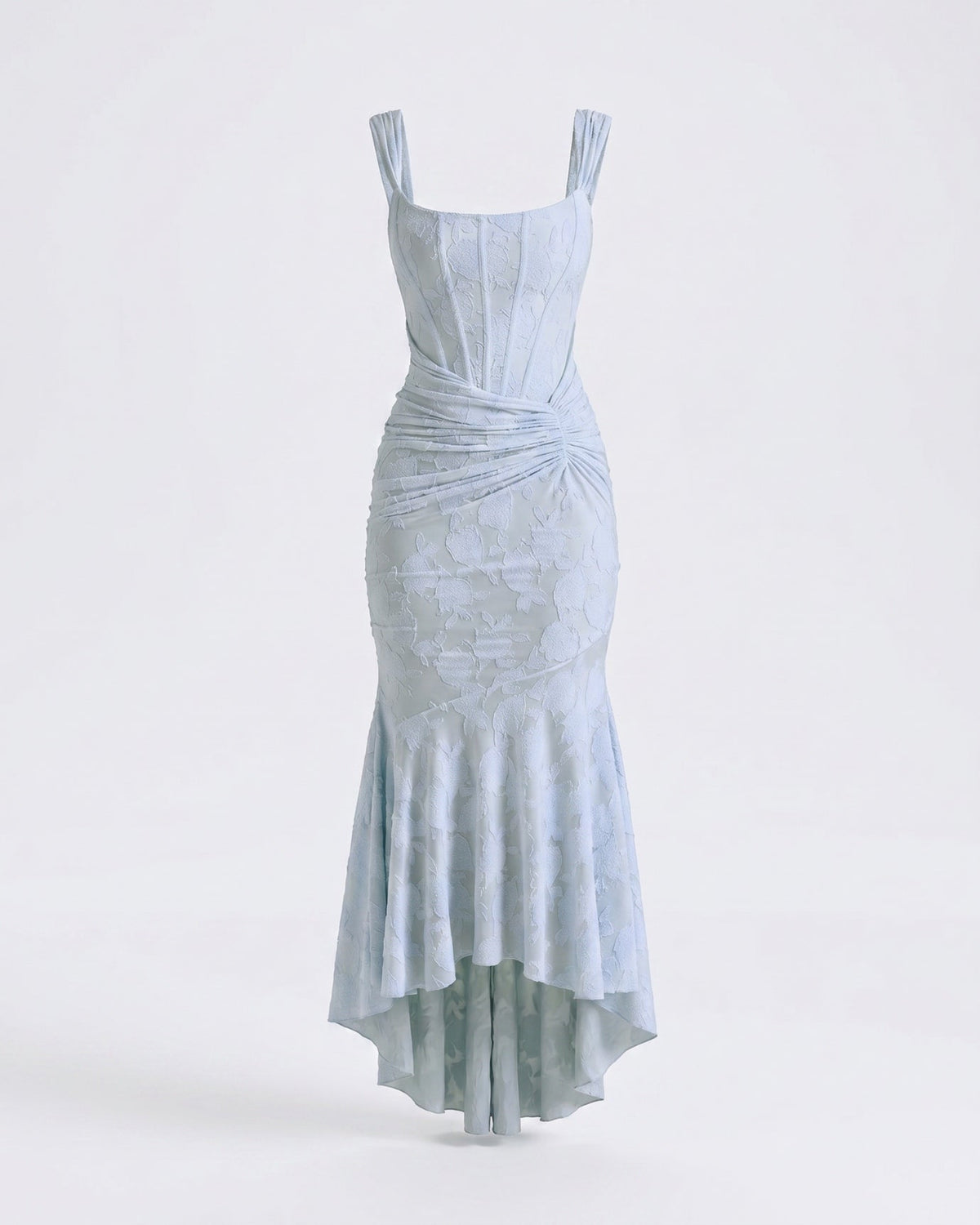 Fishbone Pleated Sleeveless Polyamide Dress with Defined Waist