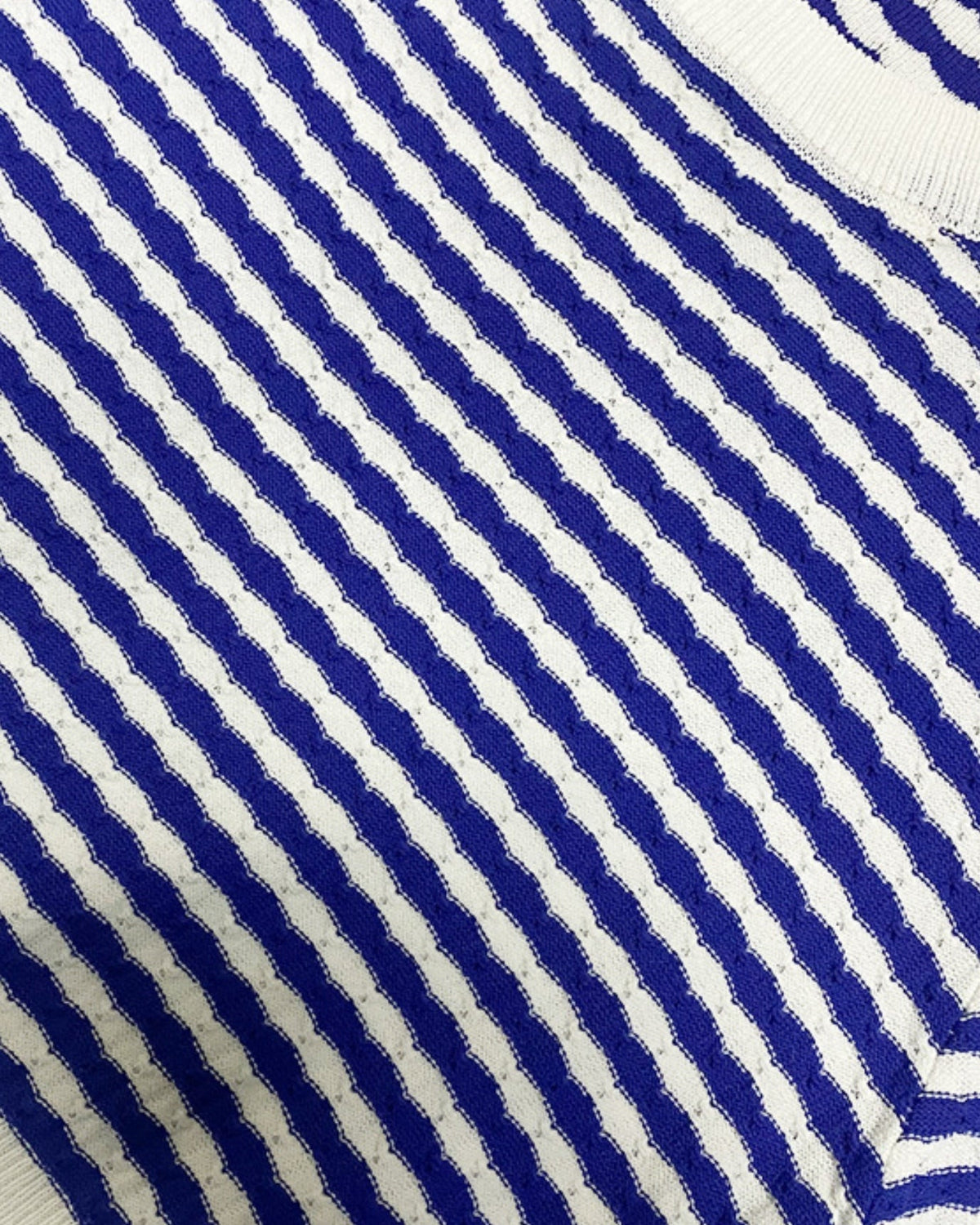 Striped Knit Dress with Contrast Detailing – Blue – view 6