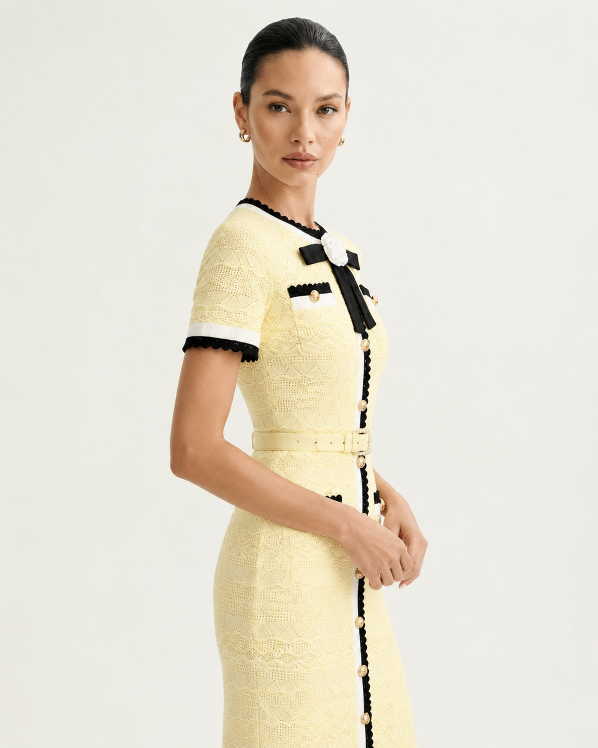 Diva Slim Fit Floral Knit Crew Neck Mini Dress – view 14