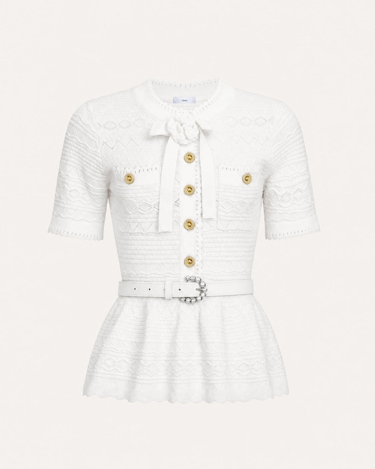 Zira Classic Pearl Fitted Jersey Short Dress with Belt – view 6