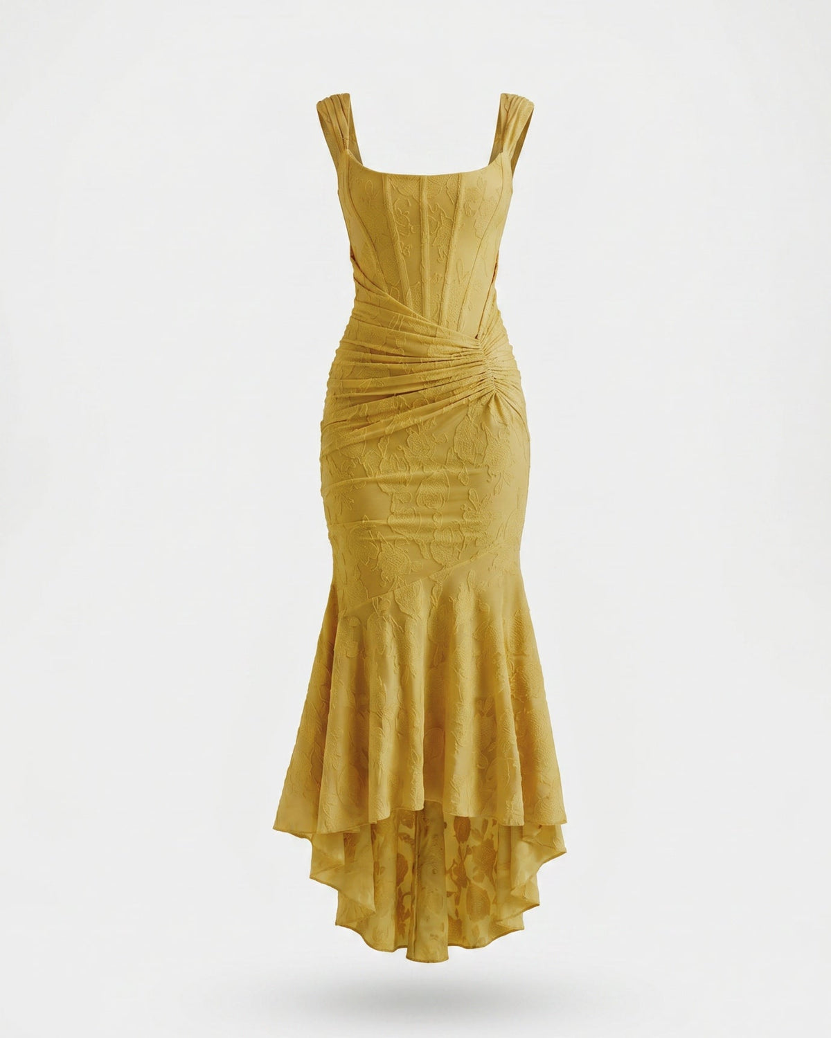 Fishbone Pleated Sleeveless Polyamide Dress with Defined Waist