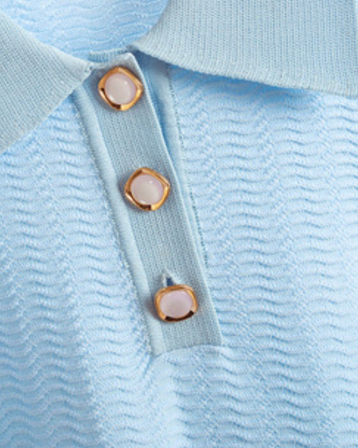 Mira Wool Tailored Polo and A-Line Skirt Set – Light Blue – view 6