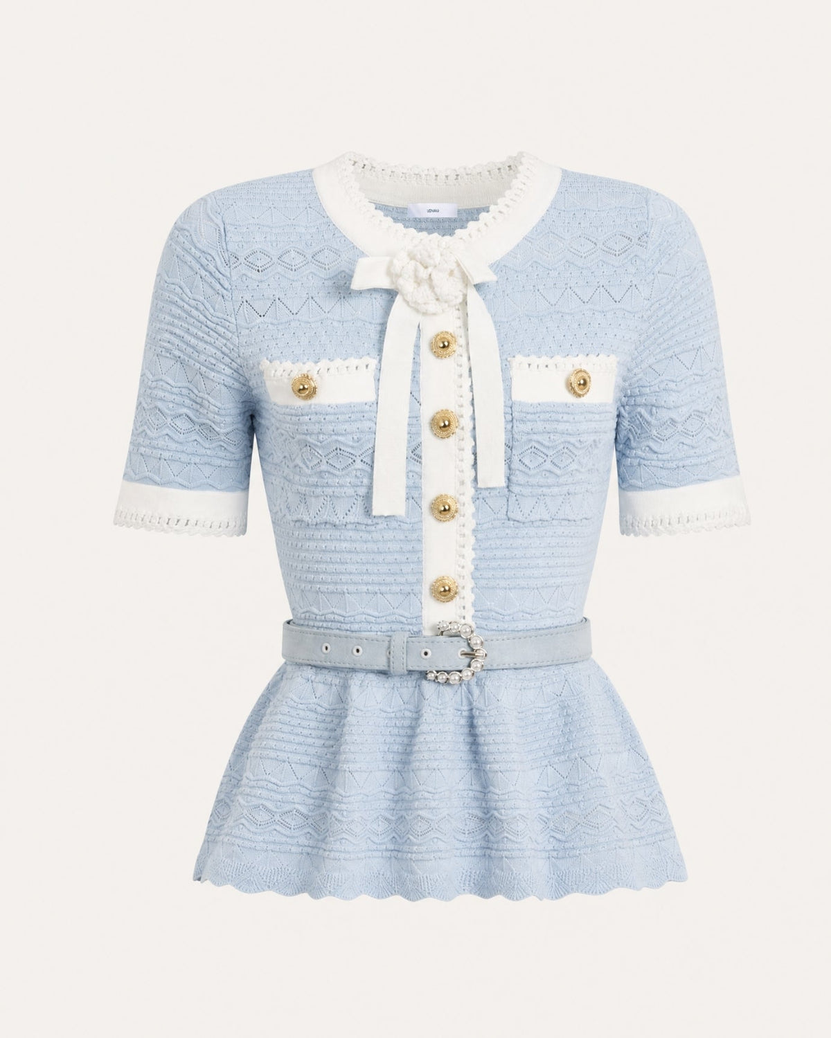Zira Classic Pearl Fitted Jersey Short Dress with Belt